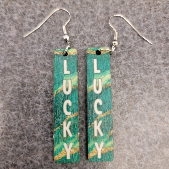 Green 'Lucky' Earrings - Picture 1 of 1